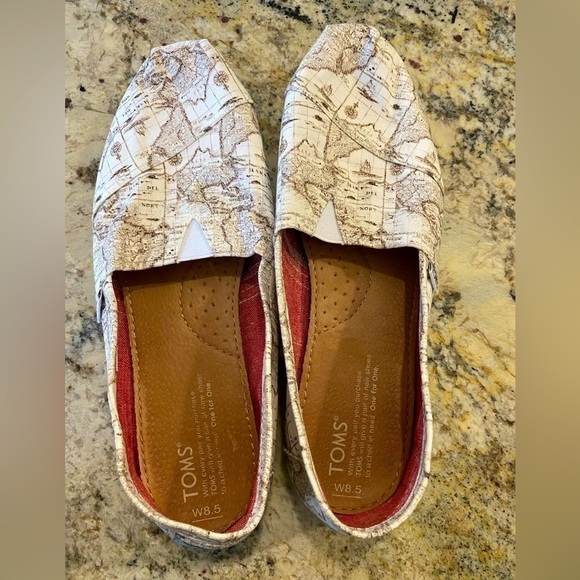 TOMS Canvas Venice Map Print Slip On Women’s Flats 8.5 W - Picture 5 of 5